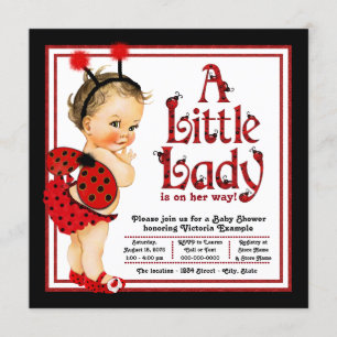 Süße kleine rote Ladybug-Dame Baby-Party Einladung