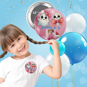 Süße kleine Schleifen-Geister-Halloween-Geburtstag Button