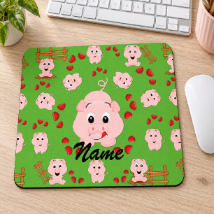 Süße kleine Schweinchen und Herzen Muster Mousepad