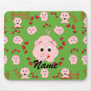 Süße kleine Schweinchen und Herzen Musterdruck Mousepad