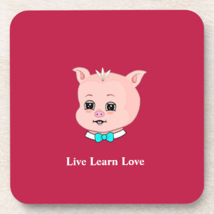 Süße kleine Schweine Cartoon, Kalligrafie auf Burg Getränkeuntersetzer