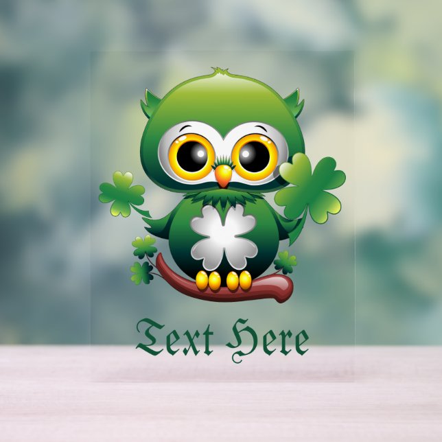 Süße kleine St. Patrick Cartoon-Eule Acrylschild (Neutral)