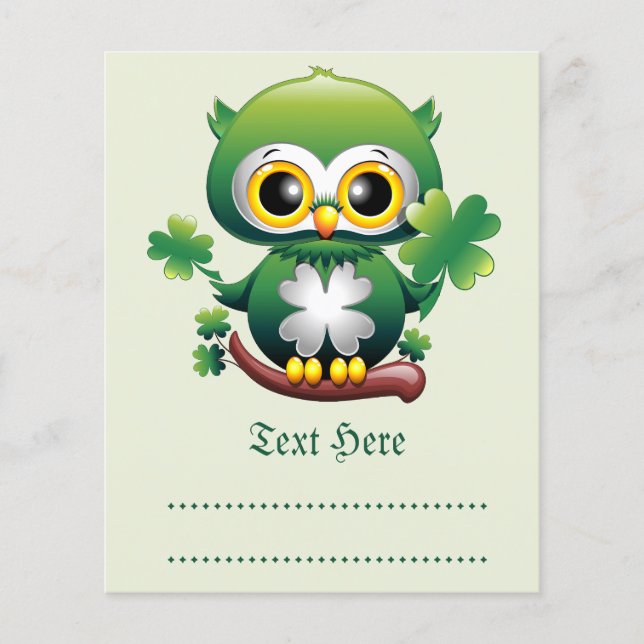 Süße kleine St. Patrick Cartoon-Eule Flyer (Vorne)