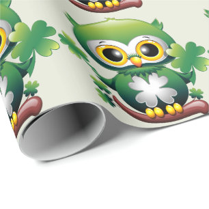 Süße kleine St. Patrick Cartoon-Eule Geschenkpapier
