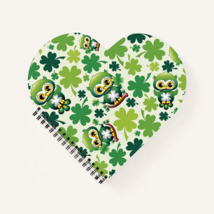 Süße kleine St. Patrick Cartoon-Eule Notizbuch