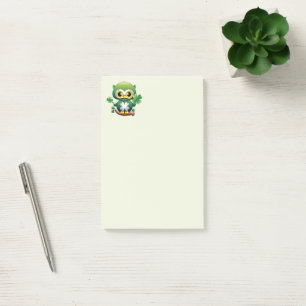 Süße kleine St. Patrick Cartoon-Eule Post-it Klebezettel