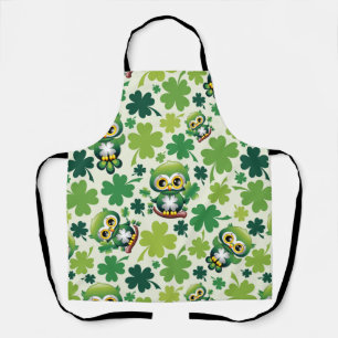 Süße kleine St. Patrick Cartoon-Eule Schürze
