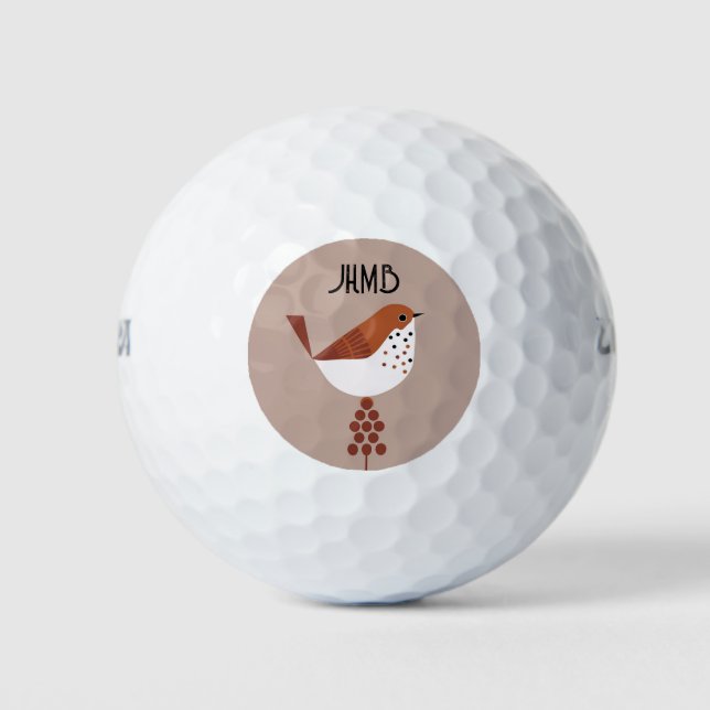 Süße kleine Vogel-Tier-Monogramm-Kunst Golfball (Vorderseite)