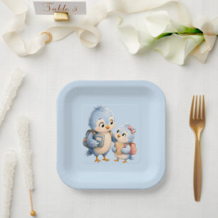 Süße kleine Vogelfamilie kleine Papierplatte Pappteller