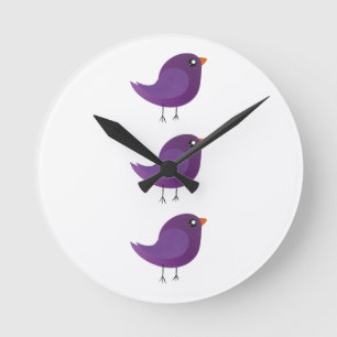 Süße kleine Vogels Kinder Runde Wanduhr
