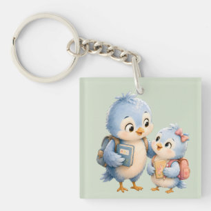 Süße kleine Vogelschwestern und -brüder Acryl-Schl Schlüsselanhänger