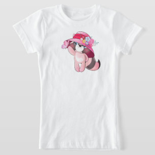 Süße kleine Waschbär-Illustration mit Schmetterlin T-Shirt