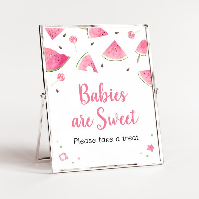 Süße Kleine Wassermelone Babies sind süß Poster (Watermelon Sweet Little Baby Shower Babies are Sweet Sign)