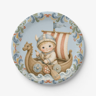 Süße kleine Wikinger-Baby-Party Pappteller