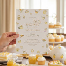 Süße kleine Zitronen-Aquarell-Baby-Party