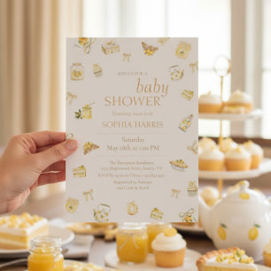Süße kleine Zitronen-Aquarell-Baby-Party Einladung