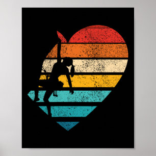 Süße kletternde weibliche Design Retro Herzform Vi Poster