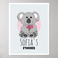 Süße Koala-Bärchen-Cartoon & Name Kinderzimmer