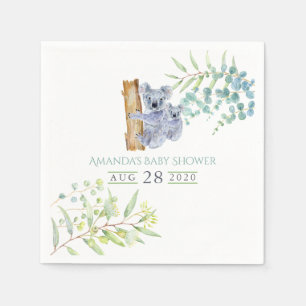 Süße Koala-Bären Eukalyptusblätter Baby Shower Serviette