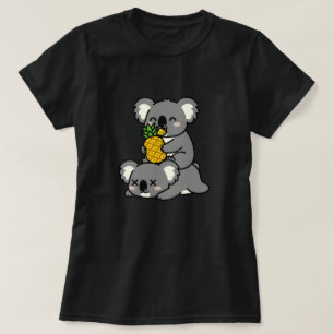 Süße Koalas, die Ananas essen Cartoon-Design T-Shirt