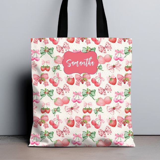 Süße, kokette Ästhetik, girly Erdbeermuster Tasche (Von Creator hochgeladen)