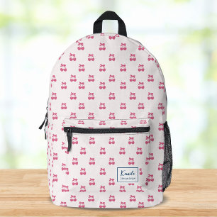 Süße Kokette Rosa Kirschherzen Muster Monogramm Bedruckter Rucksack