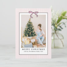 Süße Kokette Rosa Schleife Frohe Weihnachten Foto