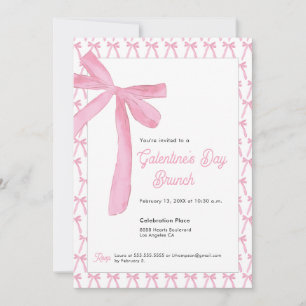 Süße Kokette Rosa Schleife Galentine’s Day Brunch Einladung