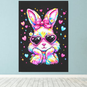 Süße Kokette Tie-Dye-Hasen-Osterhase Leinwanddruck