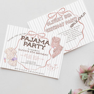  Süße Koketten-Schleifen-Pyjama gestreifte Party G Einladung