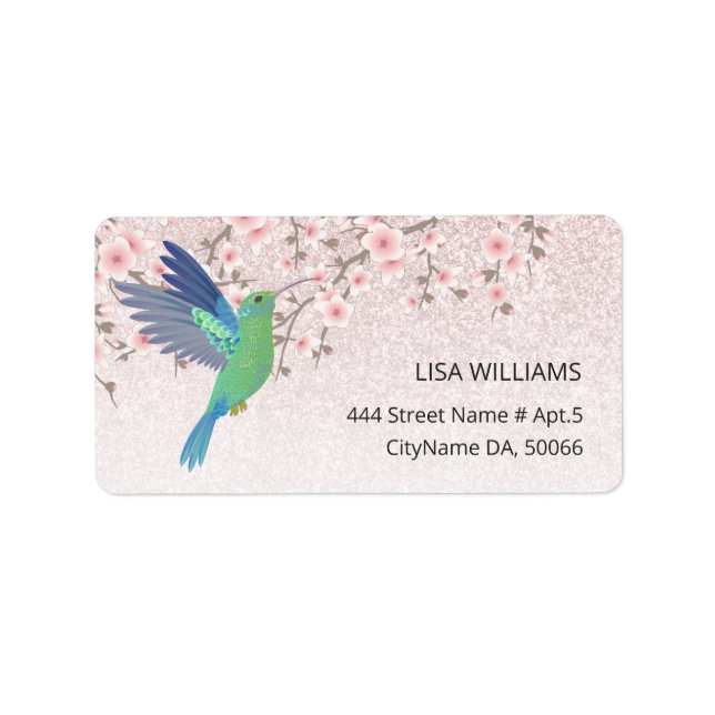 Süße Kolibri-Kirschblüte  Adressaufkleber (Vorne)