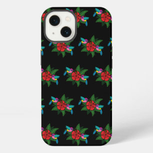Süße Kolibris auf Hibiskusblüten Cartoon iPhone Hülle