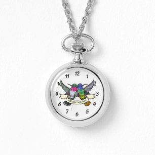 Süße Kolibris Fügen Sie Ihren eigenen Text Ribbon  Armbanduhr