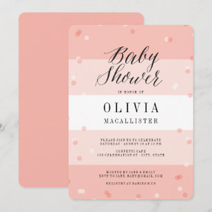 Süße Konfetti-Rosa-Streifen Mädchen-Baby-Party-Ein Einladung