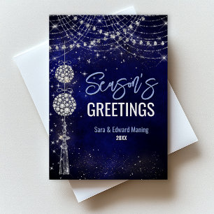Süße königsblaue Weihnachtsdekoration Postkarte