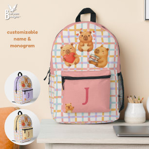 Süße korallenrosa personalisierte Capybara Bedruckter Rucksack