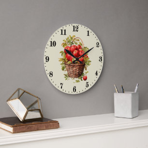 Süße Korb Äpfel Küche Große Wanduhr