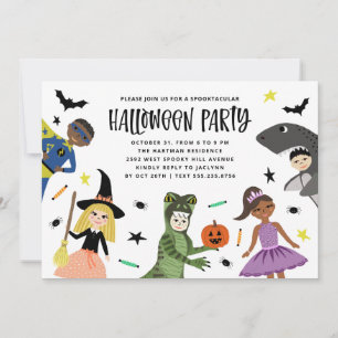 Süße Kostüme Moderne Halloween-Party-Einladung Einladung