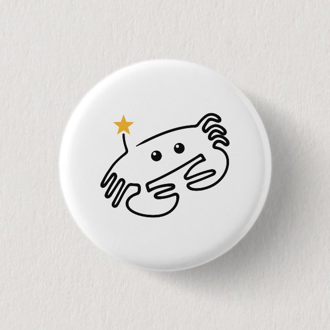 Süße Krabbe, One-Line-Kunst mit rotem Herzen Button (Vorderseite)