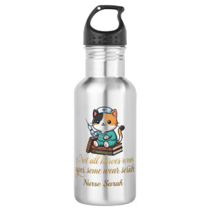 Süße Krankenschwester Calico-Katze Personalisierte Edelstahlflasche