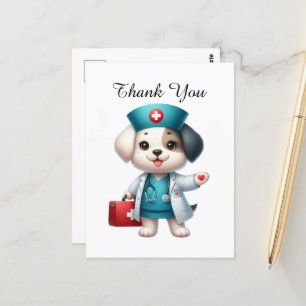 Süße Krankenschwester dankeschön Hund Postkarte