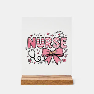Süße Krankenschwester Schleife Herz Vektor-Shirt D Acrylschild