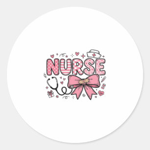 Süße Krankenschwester Schleife Herz Vektor-Shirt-D Runder Aufkleber