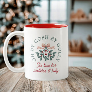 Süße Kreuzstich-Mistel-Weihnachtsfeiertage Zweifarbige Tasse