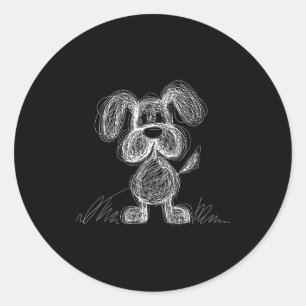 Süße Kritzel-Welpen-Hunde-Doodle-Cartoon-Stil Runder Aufkleber
