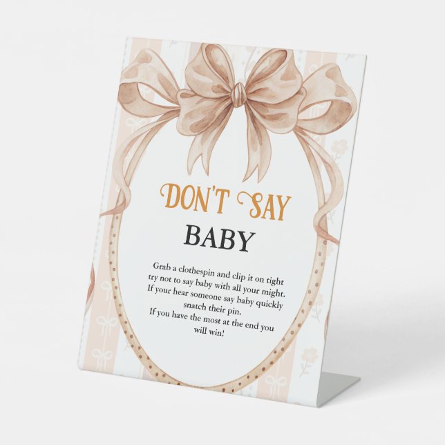 Süsse Kuchen Fieberbogen nicht sagen Baby Duschzei Sockelschild (Vorderseite)