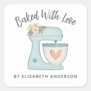 Süße Kuchenmischer Gebacken Mit Liebe Bäckerei Quadratischer Aufkleber
