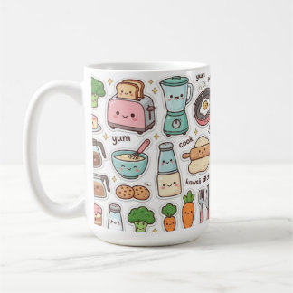 Süße Küchenutensilien Muster TasseChibi Pastell Kaffeetasse
