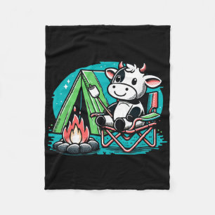 Süße Kuh am Lagerfeuer Lustiger Smore Camping Fleecedecke