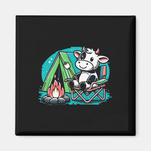 Süße Kuh am Lagerfeuer Lustiger S'more Camping Magnet
